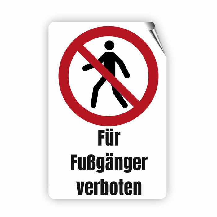 Verbotszeichen / Verbotsschild Für Fußgänger verboten (P004) - zum markieren von Verbotszonen nach DIN EN ISO 7010