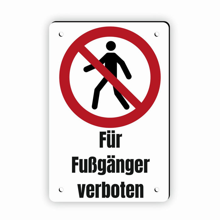 Verbotszeichen / Verbotsschild Für Fußgänger verboten (P004) - zum markieren von Verbotszonen nach DIN EN ISO 7010