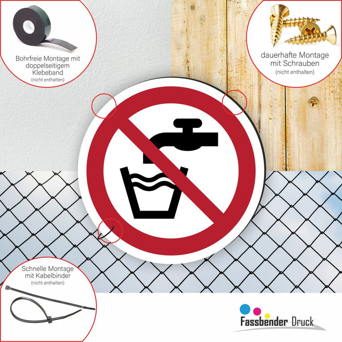 Verbotszeichen Kein Trinkwasser RUND (P005) Piktogram nach DIN EN ISO 7010