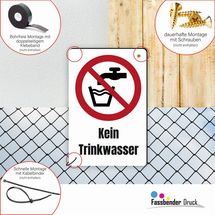 Verbotszeichen / Verbotsschild Kein Trinkwasser (P005) - zum markieren von Verbotszonen nach DIN EN ISO 7010