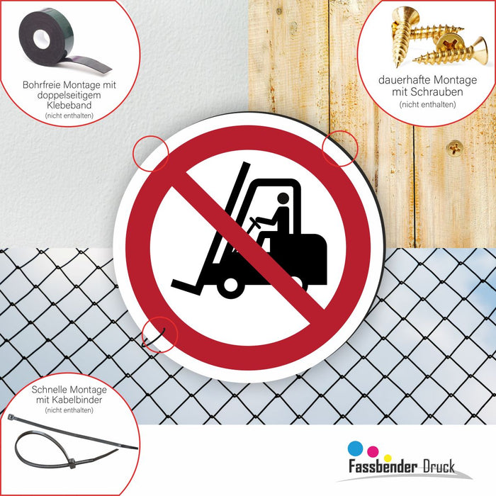 Verbotszeichen Für Flurförderzeuge verboten RUND (P006) Piktogram nach DIN EN ISO 7010