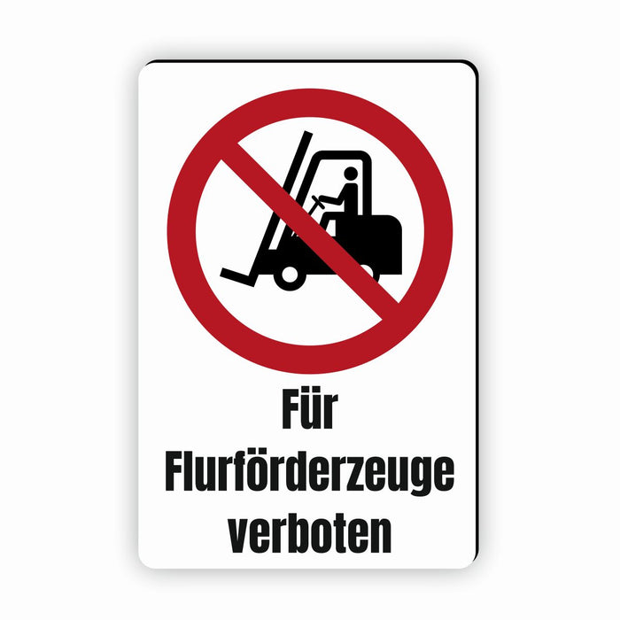 Verbotszeichen / Verbotsschild Für Flurförderzeuge verboten (P006) - zum markieren von Verbotszonen nach DIN EN ISO 7010