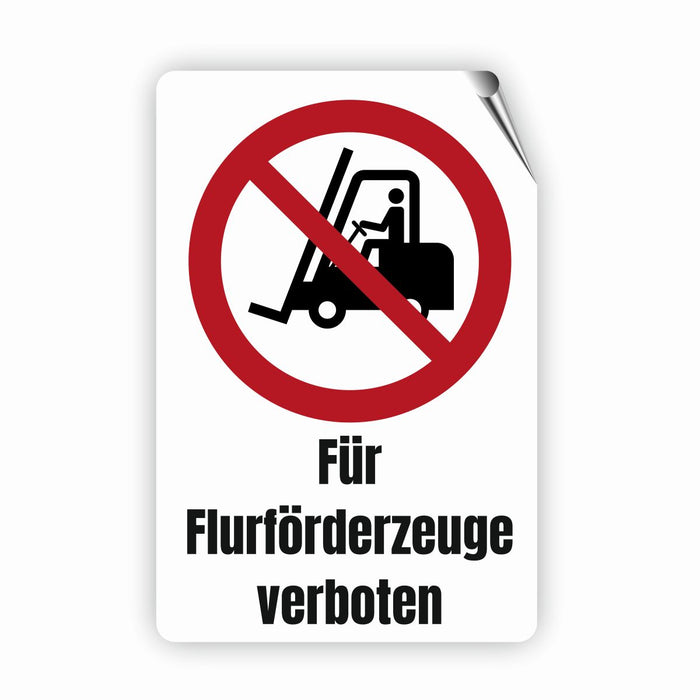 Verbotszeichen / Verbotsschild Für Flurförderzeuge verboten (P006) - zum markieren von Verbotszonen nach DIN EN ISO 7010