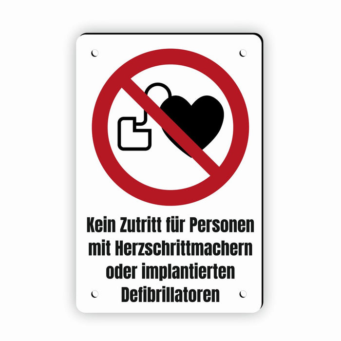 Verbotszeichen / Verbotsschild Kein Zutritt für Personen mit Herzschrittmachern (P007) - zum markieren von Verbotszonen nach DIN EN ISO 7010