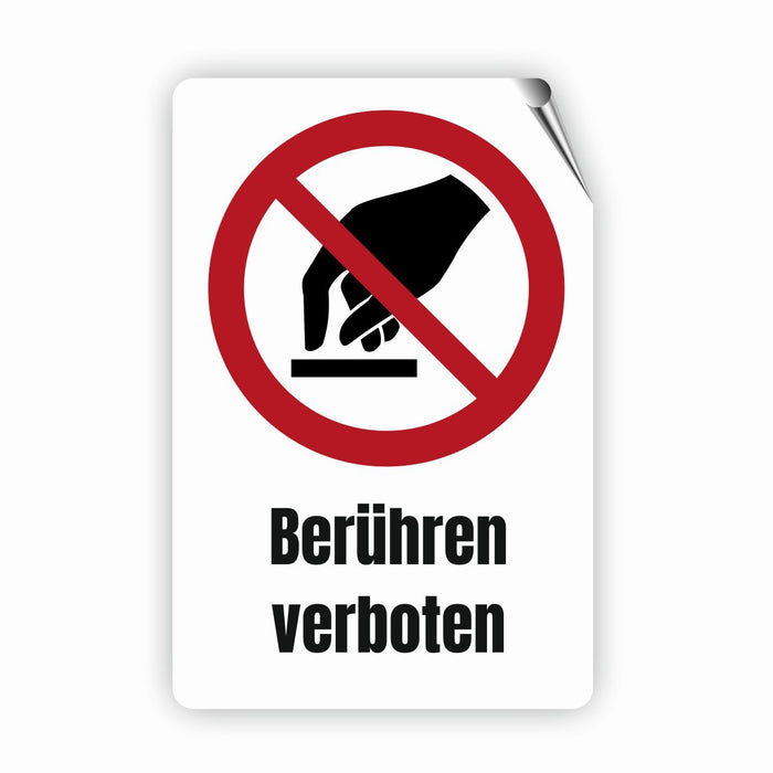 Verbotszeichen / Verbotsschild Zutritt Berühren verboten (P010) - zum markieren von Verbotszonen nach DIN EN ISO 7010