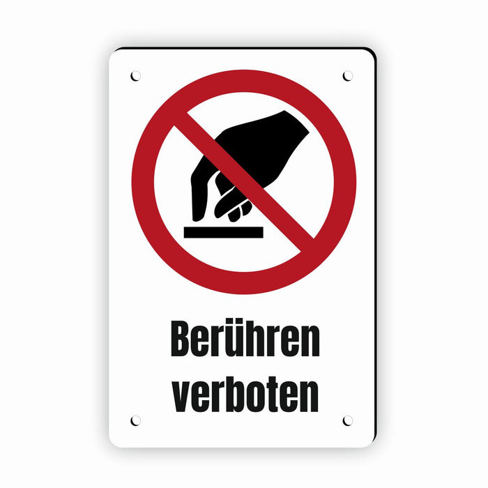 Verbotszeichen / Verbotsschild Zutritt Berühren verboten (P010) - zum markieren von Verbotszonen nach DIN EN ISO 7010