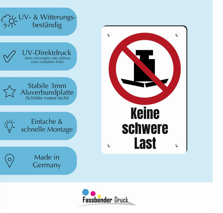 Verbotszeichen / Verbotsschild Keine schwere Last (P012) - zum markieren von Verbotszonen nach DIN EN ISO 7010