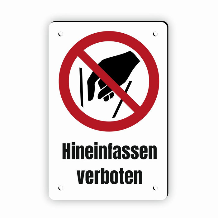 Verbotszeichen / Verbotsschild Hineinfassen verboten (P015) - zum markieren von Verbotszonen nach DIN EN ISO 7010