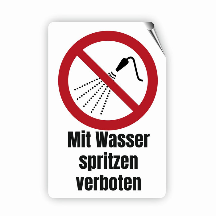 Verbotszeichen / Verbotsschild Mit Wasser spritzen verboten (P016) - zum markieren von Verbotszonen nach DIN EN ISO 7010