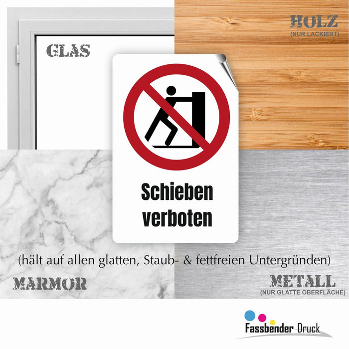 Verbotszeichen / Verbotsschild Schieben verboten (P017) - zum markieren von Verbotszonen nach DIN EN ISO 7010
