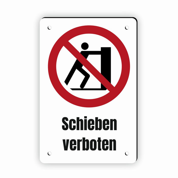 Verbotszeichen / Verbotsschild Schieben verboten (P017) - zum markieren von Verbotszonen nach DIN EN ISO 7010