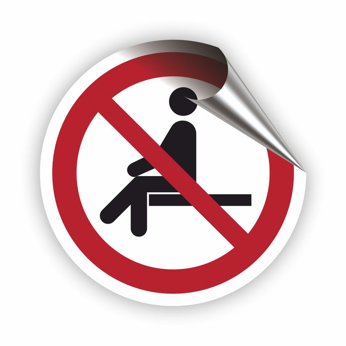 Verbotszeichen Sitzen verboten RUND (P018) Piktogram nach DIN EN ISO 7010