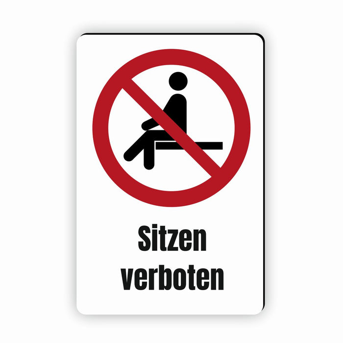 Verbotszeichen / Verbotsschild Sitzen verboten (P018) - zum markieren von Verbotszonen nach DIN EN ISO 7010