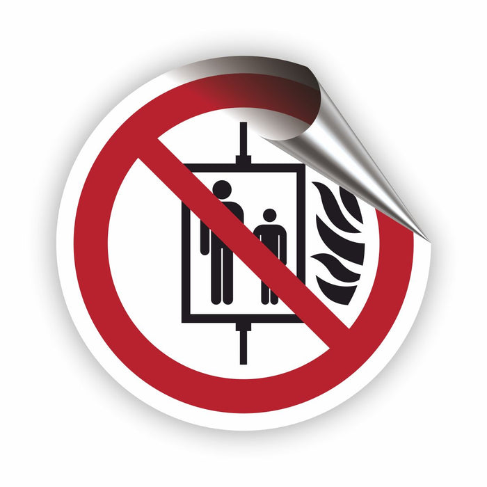 Verbotszeichen Aufzug im Brandfall nicht benutzen RUND (P020) Piktogram nach DIN EN ISO 7010