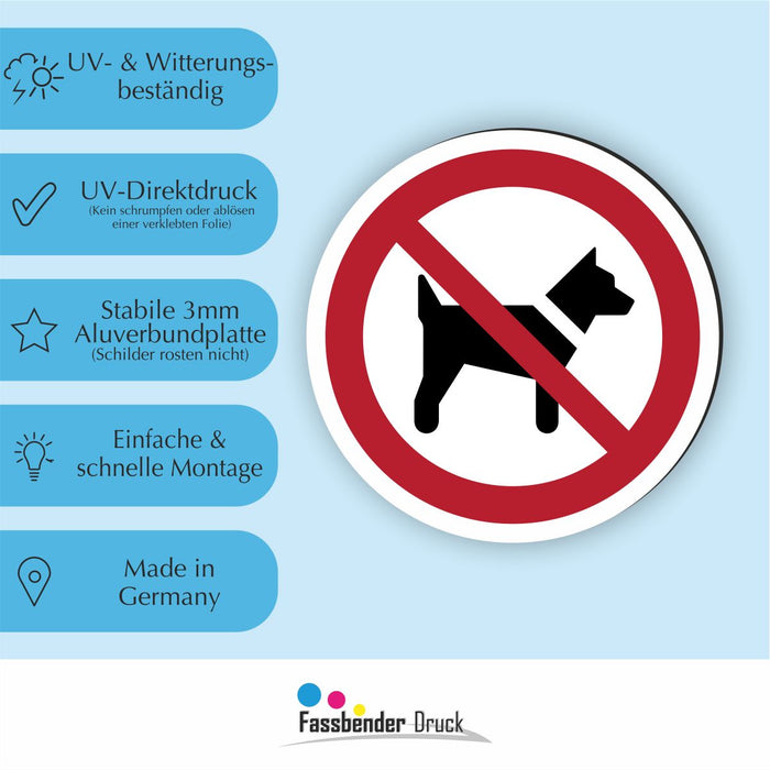 Verbotszeichen Mitführen von Hunden verboten RUND (P021) Piktogram nach DIN EN ISO 7010