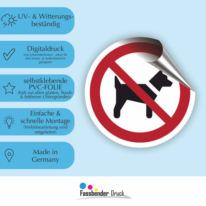 Verbotszeichen Mitführen von Hunden verboten RUND (P021) Piktogram nach DIN EN ISO 7010