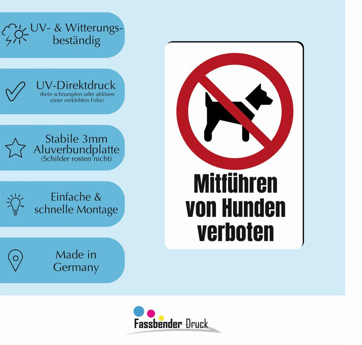 Verbotszeichen / Verbotsschild Mitführen von Hunden verboten (P021) - zum markieren von Verbotszonen nach DIN EN ISO 7010