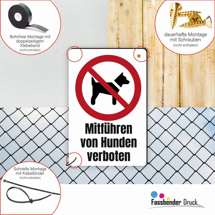 Verbotszeichen / Verbotsschild Mitführen von Hunden verboten (P021) - zum markieren von Verbotszonen nach DIN EN ISO 7010