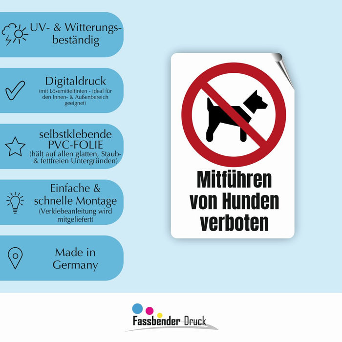 Verbotszeichen / Verbotsschild Mitführen von Hunden verboten (P021) - zum markieren von Verbotszonen nach DIN EN ISO 7010