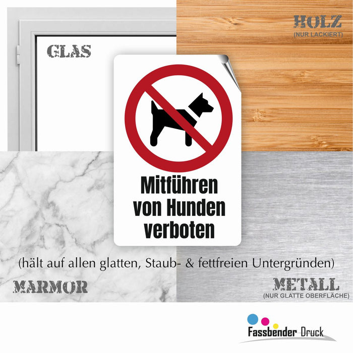 Verbotszeichen / Verbotsschild Mitführen von Hunden verboten (P021) - zum markieren von Verbotszonen nach DIN EN ISO 7010