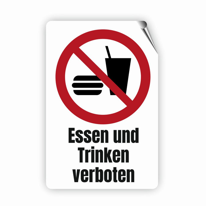Verbotszeichen / Verbotsschild Essen und Trinken verboten (P022) - zum markieren von Verbotszonen nach DIN EN ISO 7010