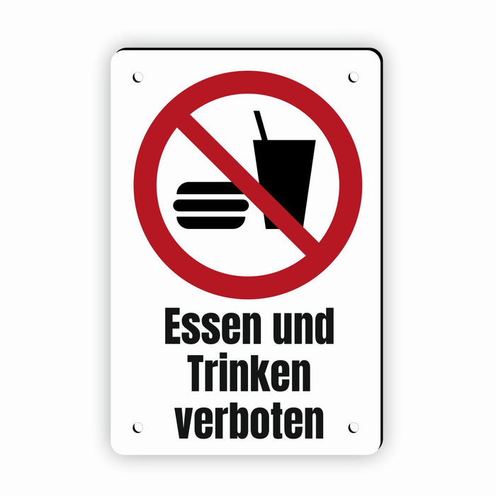 Verbotszeichen / Verbotsschild Essen und Trinken verboten (P022) - zum markieren von Verbotszonen nach DIN EN ISO 7010