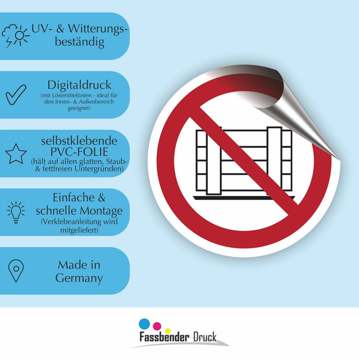 Verbotszeichen Abstellen oder Lagern verboten RUND (P023) Piktogram nach DIN EN ISO 7010