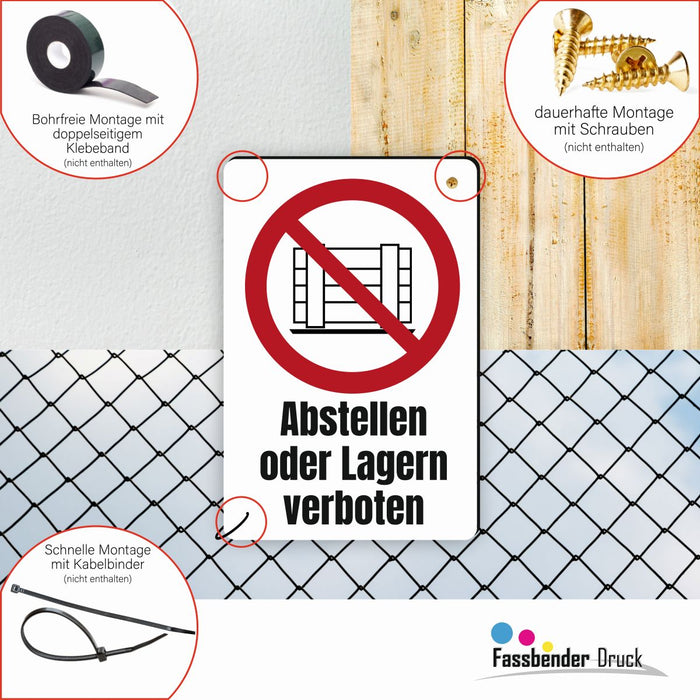 Verbotszeichen / Verbotsschild Abstellen oder Lagern verboten (P023) - zum markieren von Verbotszonen nach DIN EN ISO 7010
