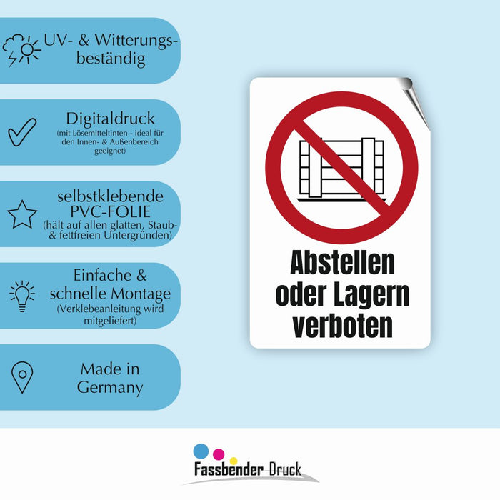 Verbotszeichen / Verbotsschild Abstellen oder Lagern verboten (P023) - zum markieren von Verbotszonen nach DIN EN ISO 7010