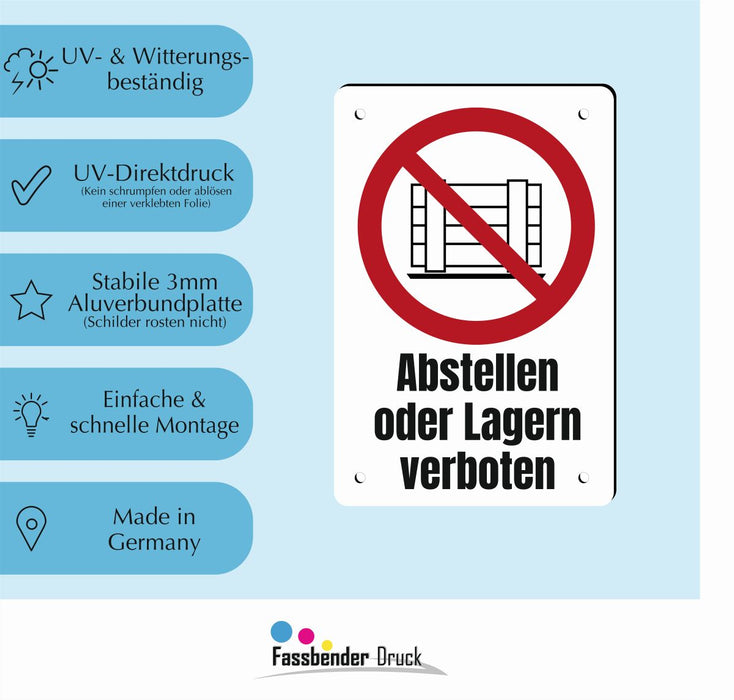 Verbotszeichen / Verbotsschild Abstellen oder Lagern verboten (P023) - zum markieren von Verbotszonen nach DIN EN ISO 7010