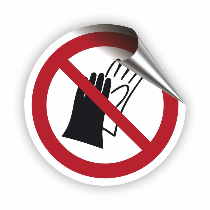 Verbotszeichen Benutzen von Handschuhen verboten RUND (P028) Piktogram nach DIN EN ISO 7010