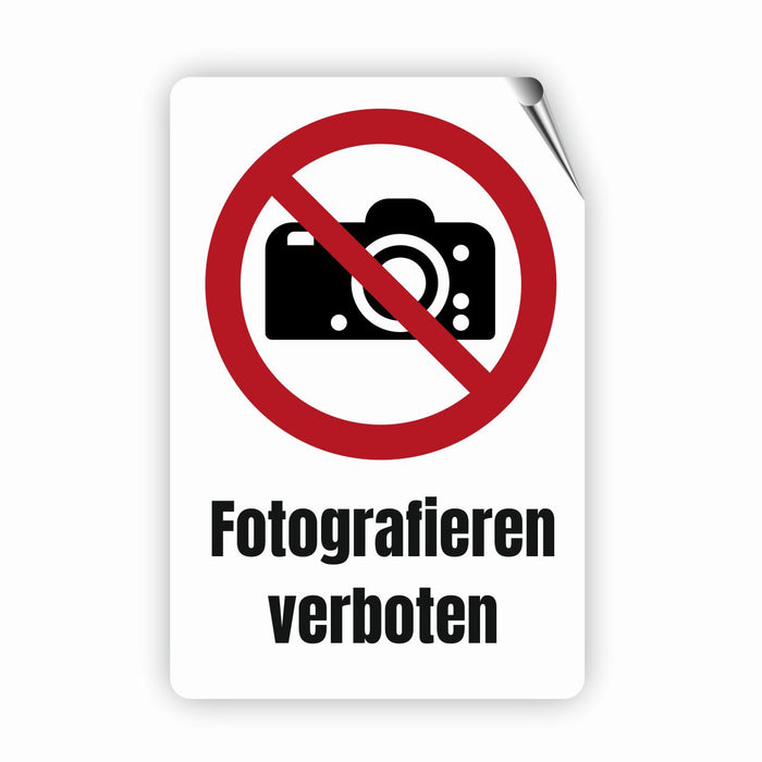 Verbotszeichen / Verbotsschild Fotografieren verboten (P029) - zum markieren von Verbotszonen nach DIN EN ISO 7010