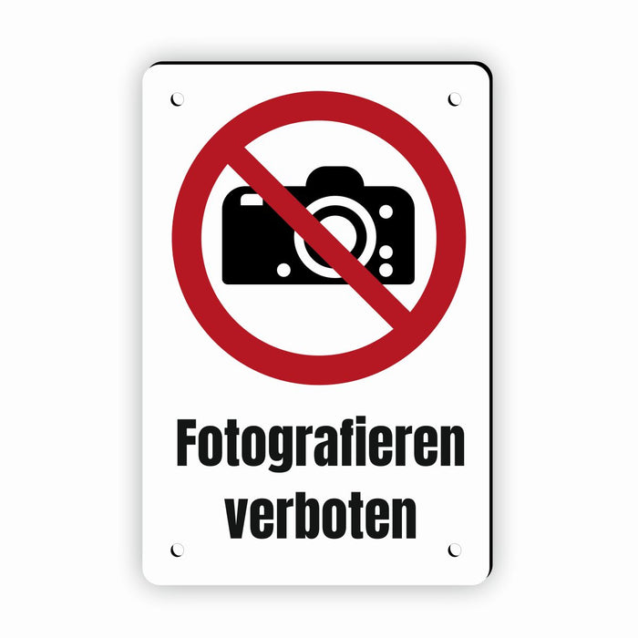 Verbotszeichen / Verbotsschild Fotografieren verboten (P029) - zum markieren von Verbotszonen nach DIN EN ISO 7010