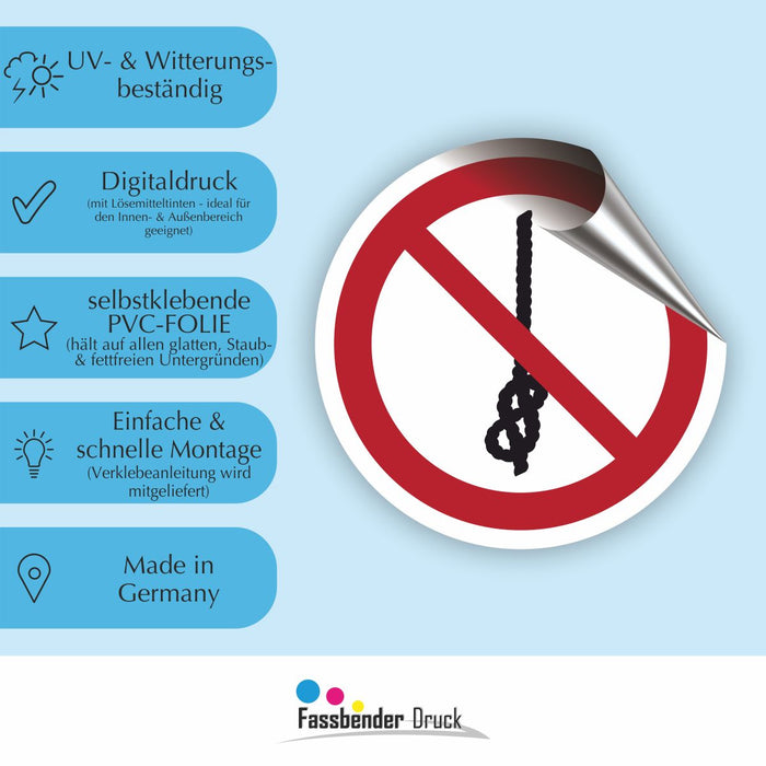 Verbotszeichen Knoten von Seilen verboten RUND (P030) Piktogram nach DIN EN ISO 7010