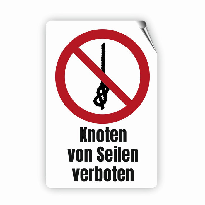 Verbotszeichen / Verbotsschild Knoten von Seilen verboten (P030) - zum markieren von Verbotszonen nach DIN EN ISO 7010