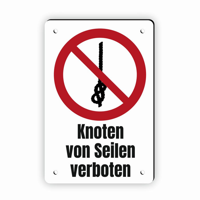 Verbotszeichen / Verbotsschild Knoten von Seilen verboten (P030) - zum markieren von Verbotszonen nach DIN EN ISO 7010