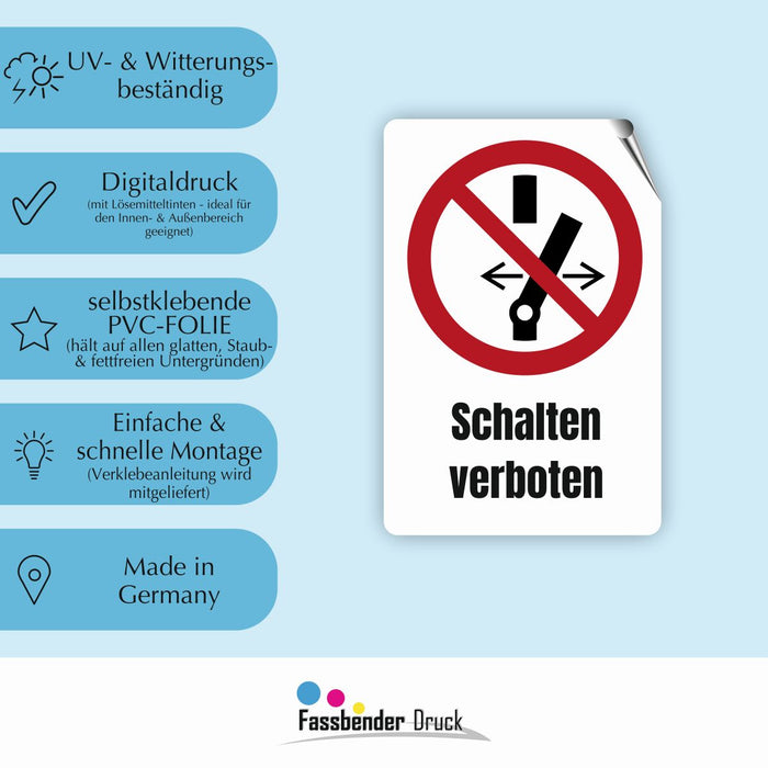 Verbotszeichen / Verbotsschild Schalten verboten (P031) - zum markieren von Verbotszonen nach DIN EN ISO 7010