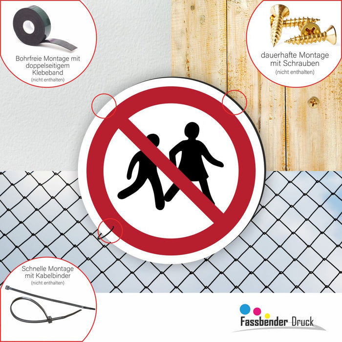 Verbotszeichen Kein Zutritt für Kinder RUND (P036) Piktogram nach DIN EN ISO 7010