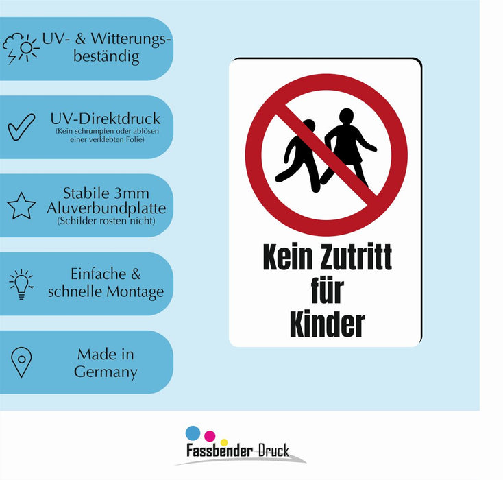 Verbotszeichen / Verbotsschild Kein Zutritt für Kinder (P036) - zum markieren von Verbotszonen nach DIN EN ISO 7010