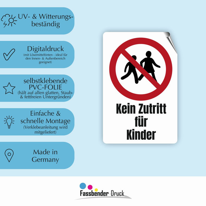 Verbotszeichen / Verbotsschild Kein Zutritt für Kinder (P036) - zum markieren von Verbotszonen nach DIN EN ISO 7010
