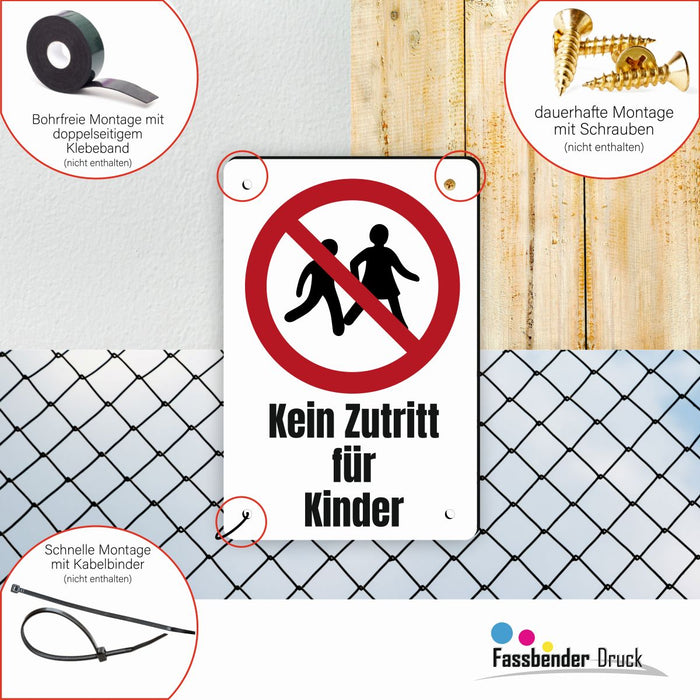 Verbotszeichen / Verbotsschild Kein Zutritt für Kinder (P036) - zum markieren von Verbotszonen nach DIN EN ISO 7010