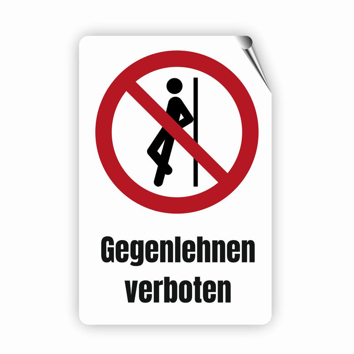 Verbotszeichen / Verbotsschild Gegenlehnen verboten (P041) - zum markieren von Verbotszonen nach DIN EN ISO 7010