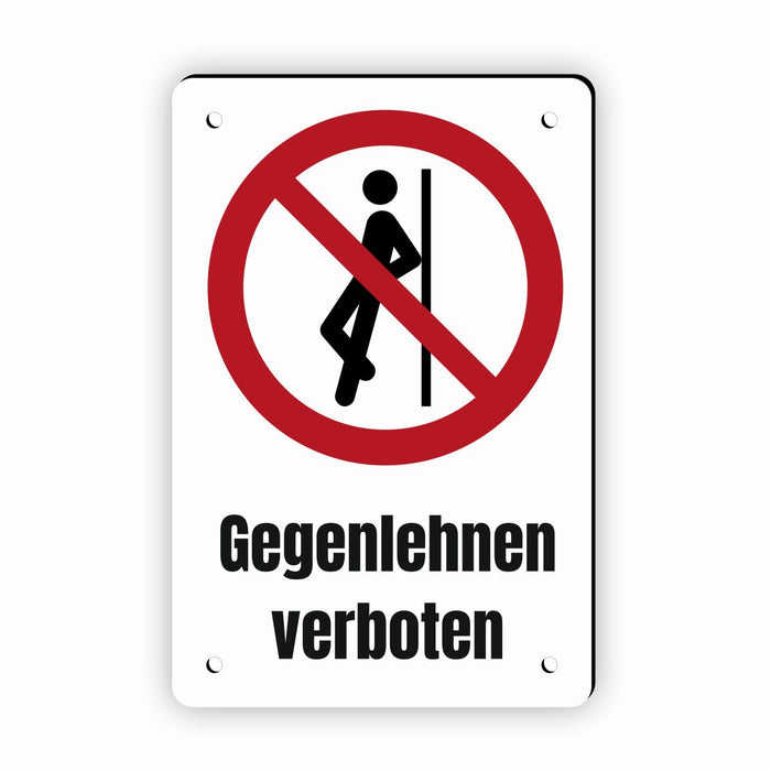 Verbotszeichen / Verbotsschild Gegenlehnen verboten (P041) - zum markieren von Verbotszonen nach DIN EN ISO 7010