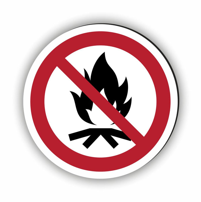 Verbotszeichen Lagerfeuer verboten RUND (P045) Piktogram nach DIN EN ISO 7010