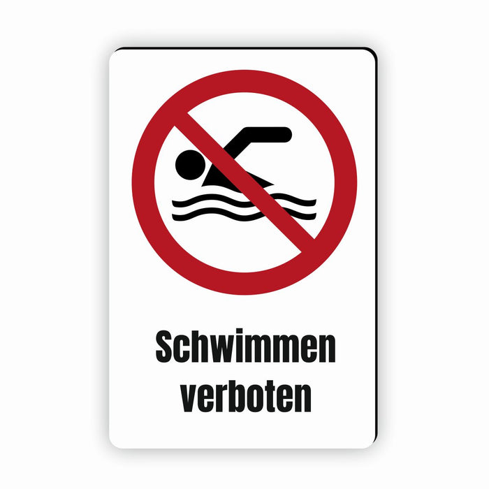 Verbotszeichen / Verbotsschild Schwimmen verboten (P049) - zum markieren von Verbotszonen nach DIN EN ISO 7010