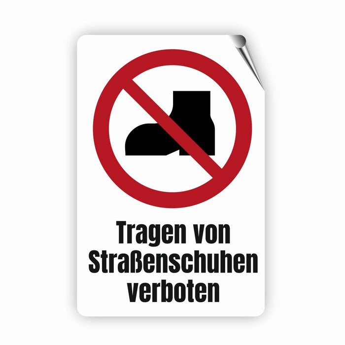 Verbotszeichen / Verbotsschild Tragen von Straßenschuhen verboten (P060) - zum markieren von Verbotszonen nach DIN EN ISO 7010