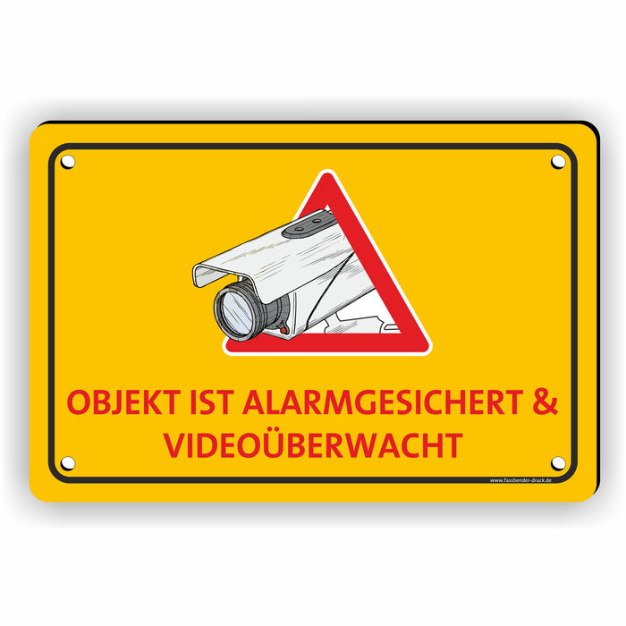 OBJEKT IST ALARMGESICHERT UND VIDEOÜBERWACHT (gelb)