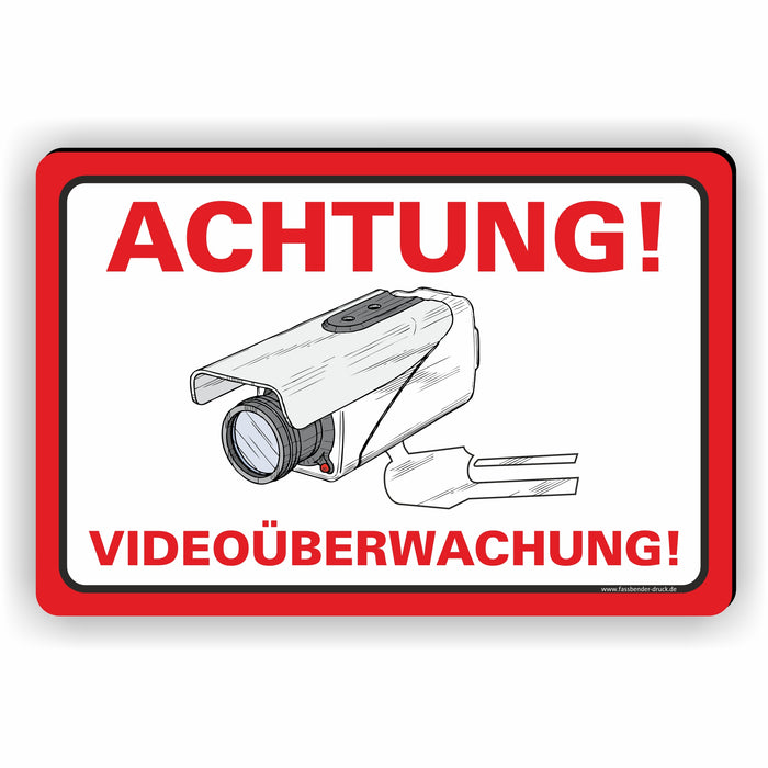 ACHTUNG VIDEOÜBERWACHUNG! (Weiß/Rot)