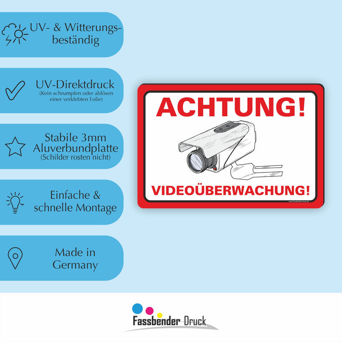 ACHTUNG VIDEOÜBERWACHUNG! (Weiß/Rot)