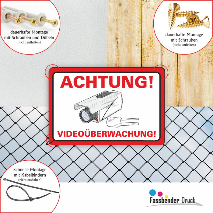 ACHTUNG VIDEOÜBERWACHUNG! (Weiß/Rot)